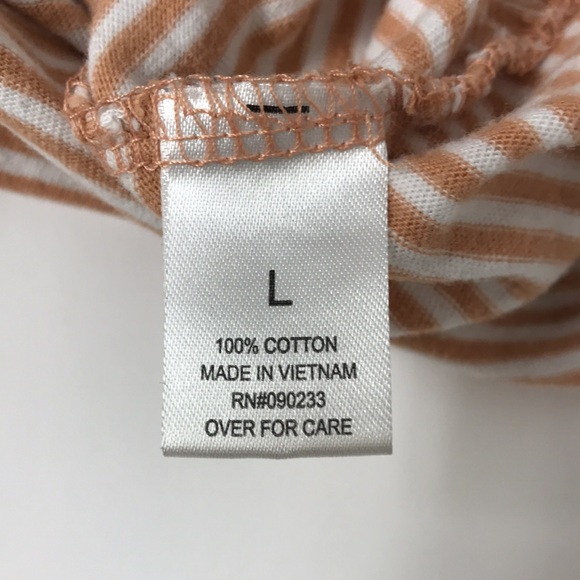 PacSun Men's Large Basic Short Sleeve Scallop Fit T-Shirt Striped Tan And White - Picture 5 of 5